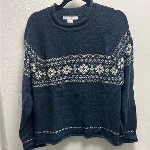 Vintage blue and cream wool blend sweater new without tag